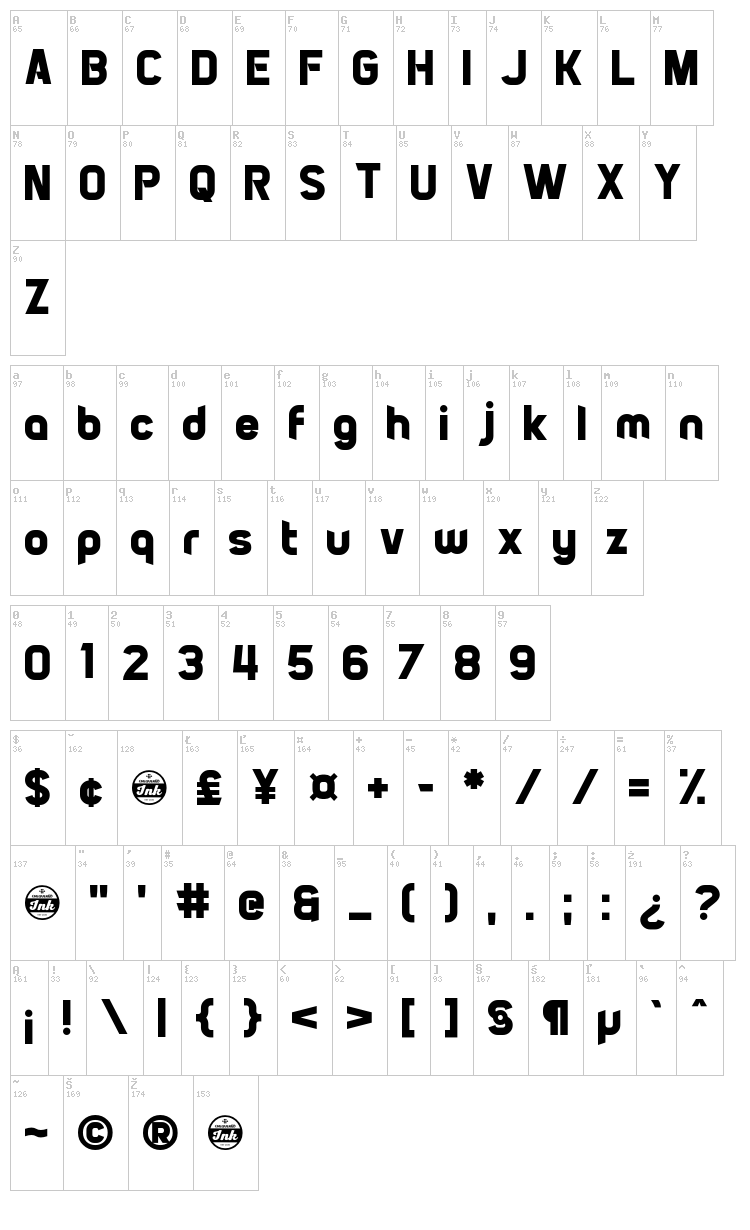Pirates of Cydonia font map